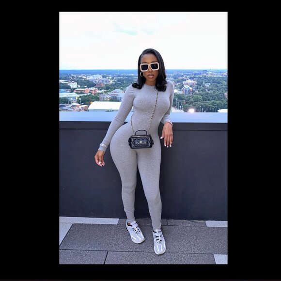 Ribbed Long Sleeve Jumpsuit - Picture 2 of 5